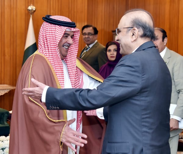 صدر مملکت آصف علی زرداری سے کمانڈر بحرین نیشنل گارڈ جنرل شیخ محمد بن عیسیٰ بن سلمان الخلیفہ کی ملاقات